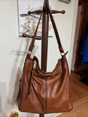 Classic Brown Leather Shoulder Bag - Women